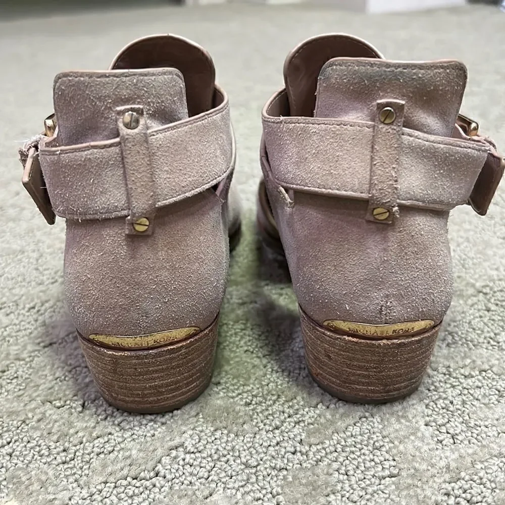 Michael Kors Women’s 6.5 Suede Nude Open Ankle Booties